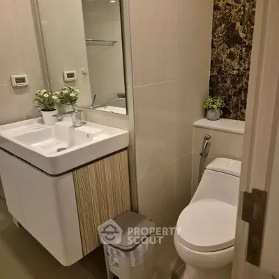 Modern bathroom with sleek fixtures and elegant design