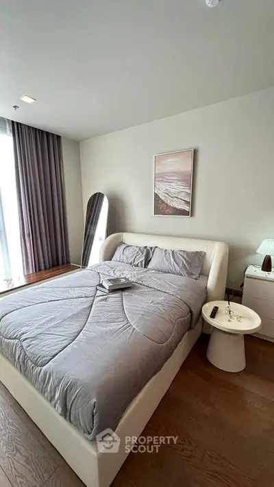 Modern bedroom with stylish decor and cozy ambiance