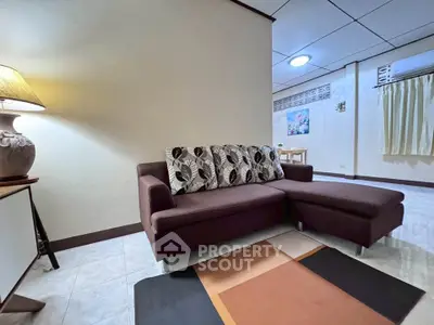 Cozy living room with modern sofa and stylish decor