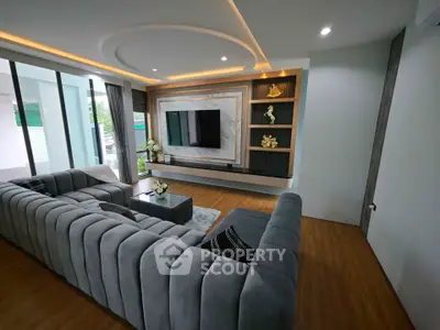 Luxurious modern living room with elegant decor and spacious seating area