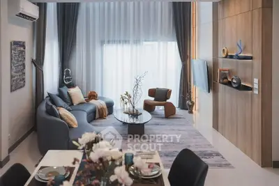 Luxurious modern living room with elegant decor and stylish furniture