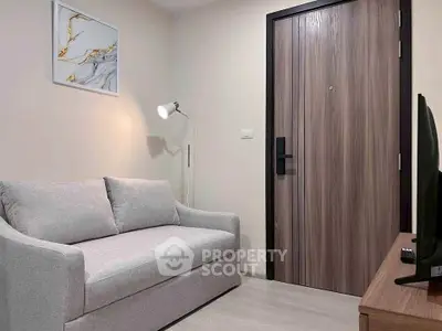 Cozy living room with modern sofa and stylish decor