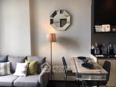 Chic modern living room with cozy dining area and stylish decor