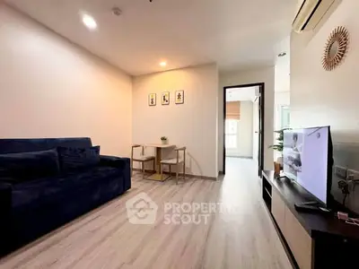 Modern living room with stylish decor and cozy seating area