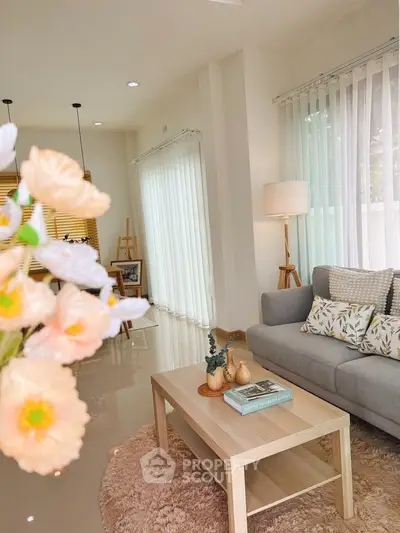 Bright and airy living room with modern decor and natural light