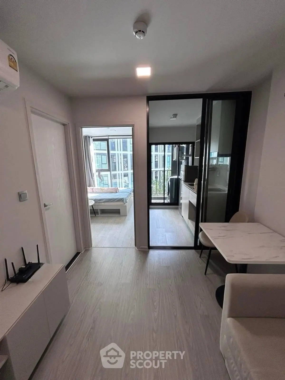 Modern apartment interior with open layout and natural light