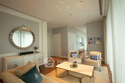 Luxurious living room with elegant decor and natural light