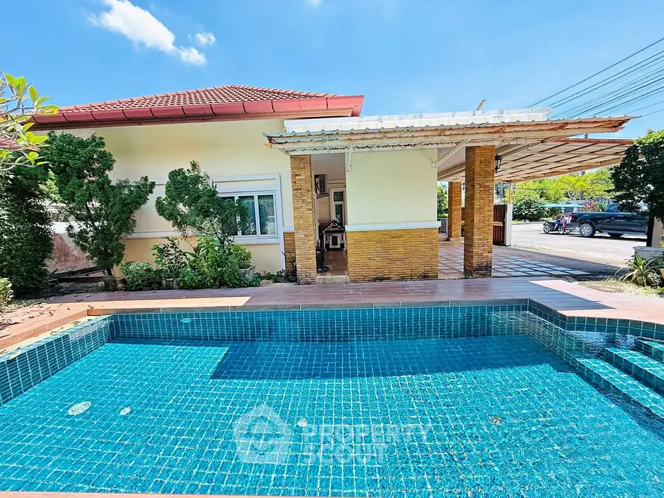 Charming single-story home with private pool and spacious outdoor area, perfect for relaxation and entertaining.