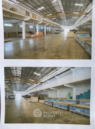 Spacious industrial warehouse with high ceilings and ample storage space, ideal for logistics and manufacturing.