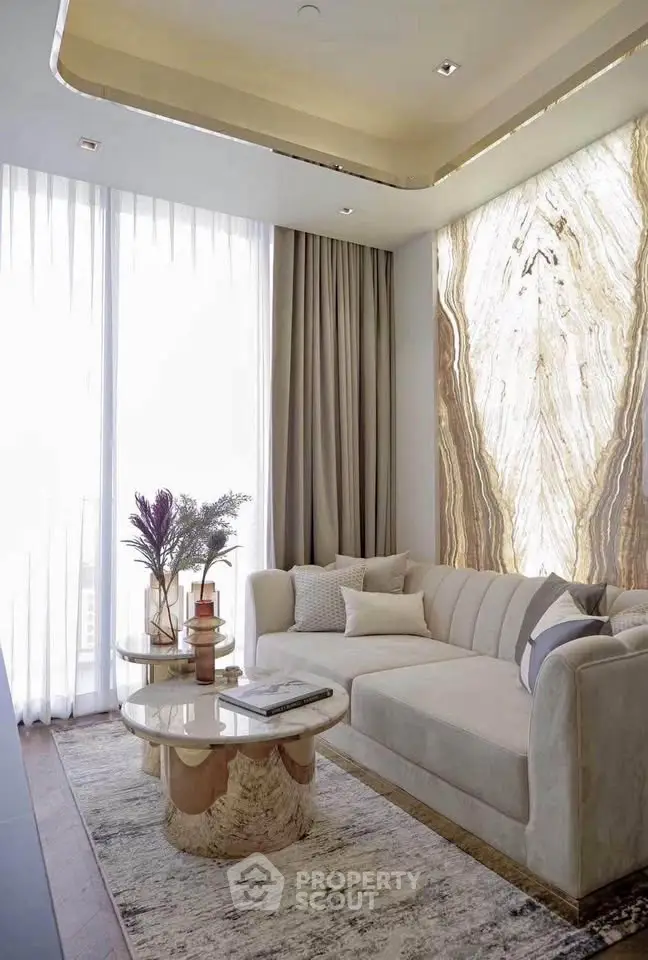 Luxurious living room with elegant decor and natural light