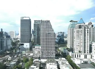 Stunning cityscape view showcasing modern high-rise buildings and urban skyline.
