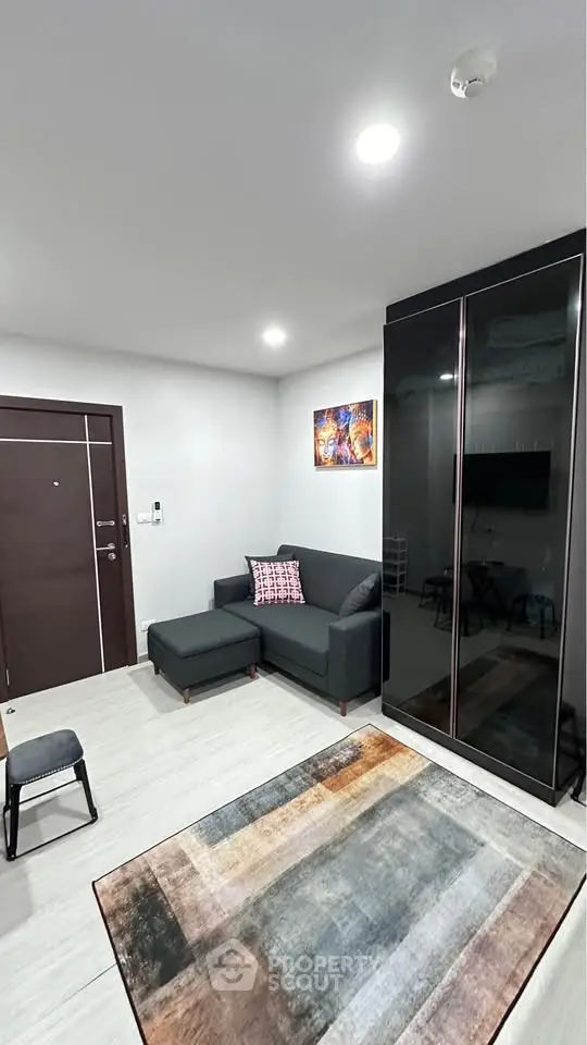 Modern living room with sleek furniture and stylish decor