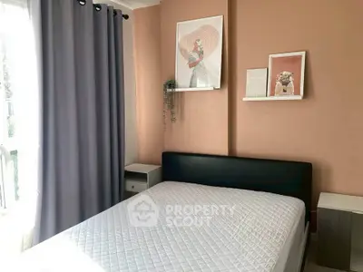 Cozy bedroom with modern decor and natural light