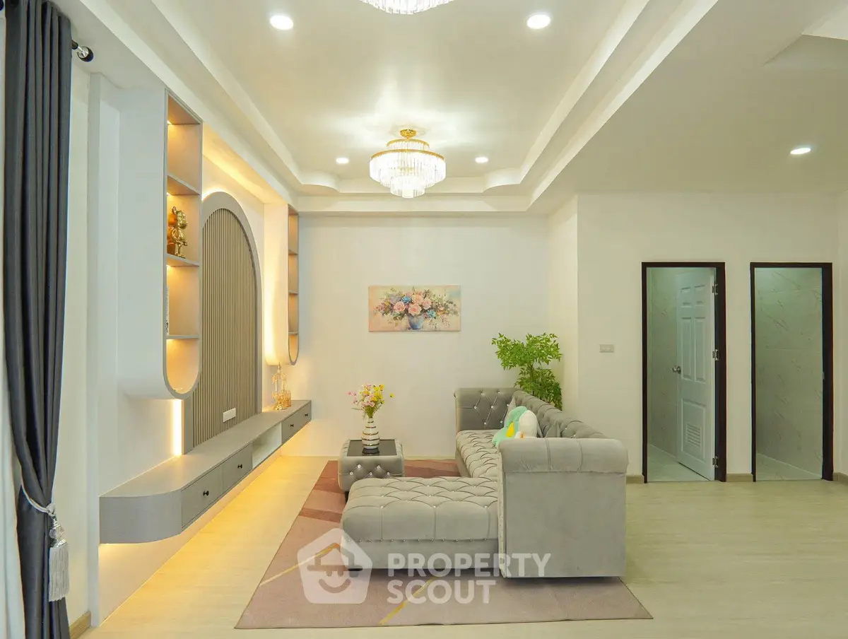 Luxurious living room with elegant decor and plush seating