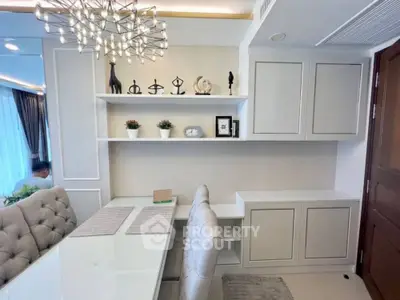 Elegant study room with modern decor and stylish lighting