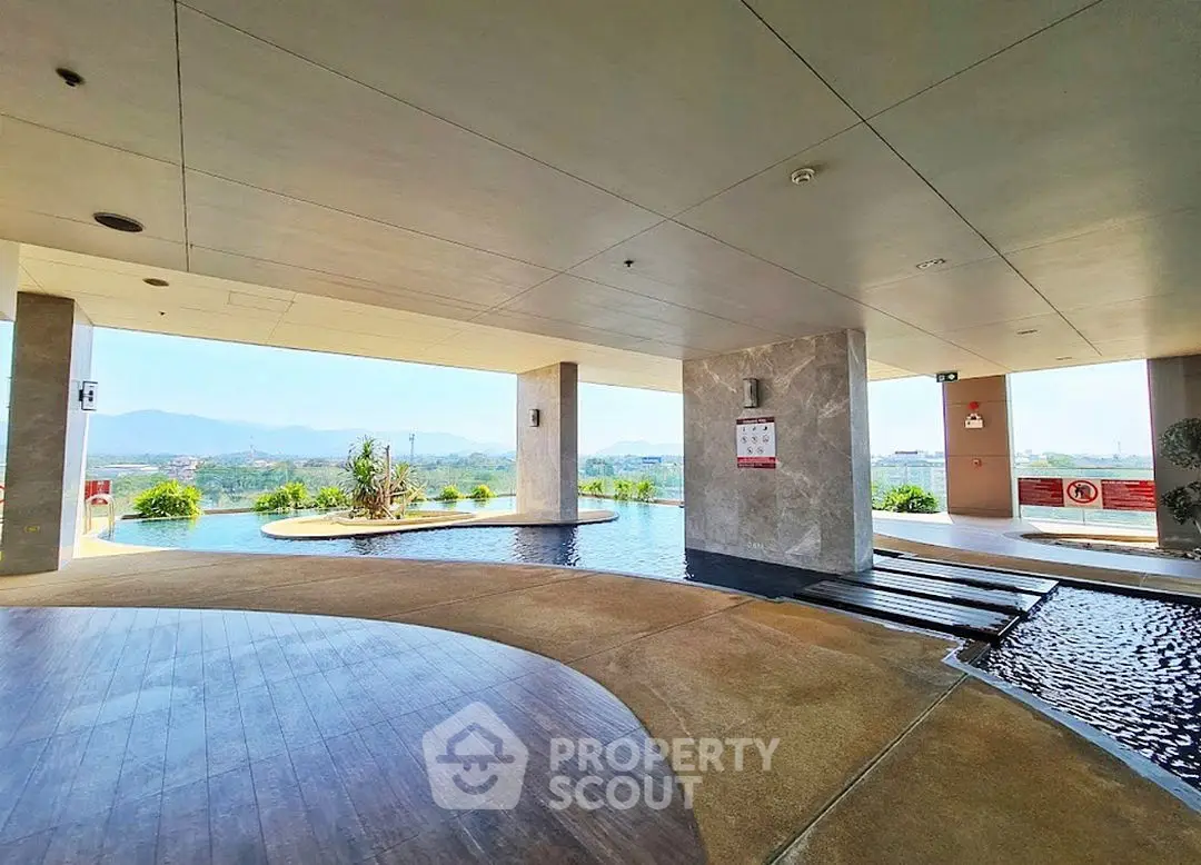 Luxurious pool area with stunning mountain views and modern design.