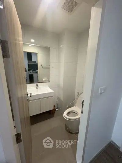 Modern bathroom with sleek fixtures and minimalist design