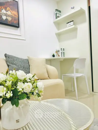 Chic modern living room with cozy sofa and elegant decor