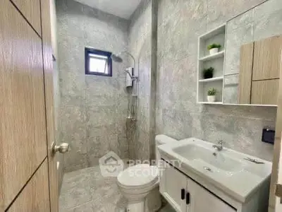 Modern bathroom with sleek fixtures and minimalist design