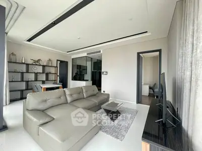 Modern living room with sleek furniture and open layout, perfect for contemporary living.