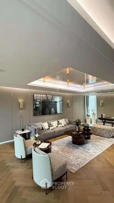 Luxurious modern living room with elegant decor and spacious seating area