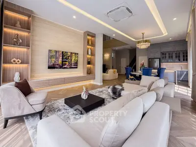 Luxurious modern living room with elegant decor and open layout