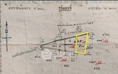 Detailed real estate plot map with measurements and annotations for property planning.