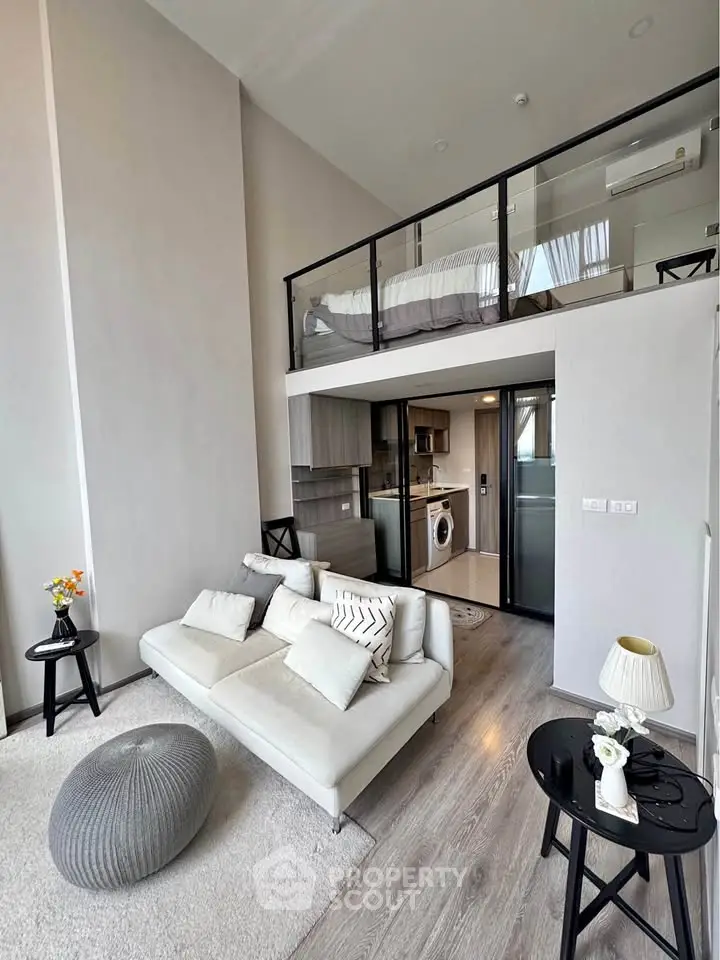 Modern loft apartment with mezzanine bedroom and stylish living area