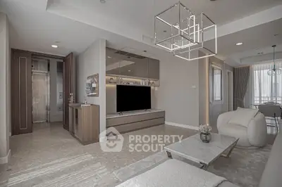 Elegant modern living room with sleek furniture and stylish lighting fixtures