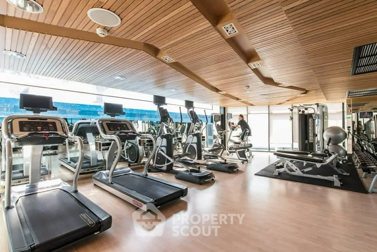 Spacious modern gym with state-of-the-art equipment and natural lighting