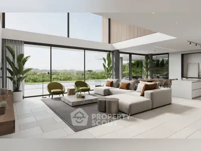 Luxurious open-plan living room with stunning views and modern decor