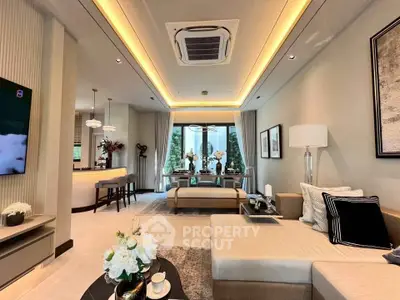 Luxurious modern living room with elegant decor and open layout