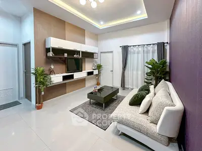 Modern living room with sleek furniture and stylish decor