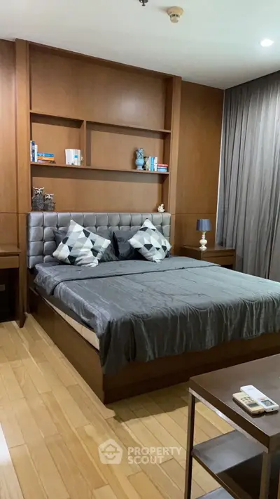 Modern bedroom with stylish decor and cozy ambiance