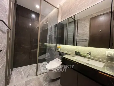 Luxurious modern bathroom with sleek design and elegant fixtures