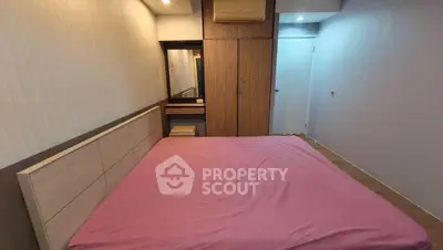 Cozy bedroom with modern design and wooden accents