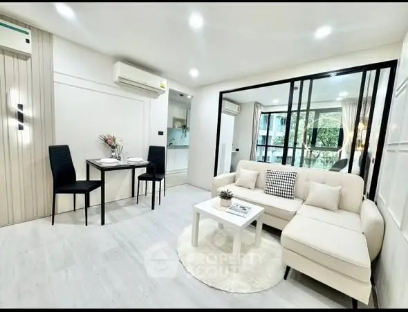 Modern living room with elegant decor and natural light