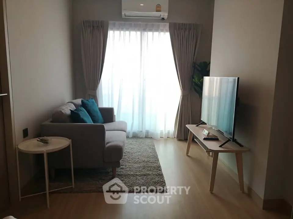 Cozy living room with modern decor and natural light