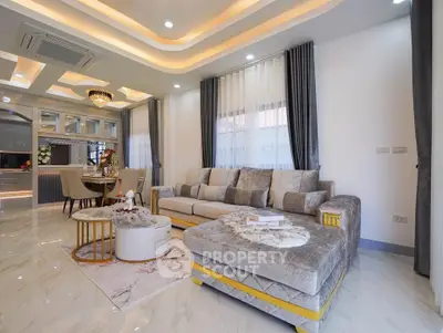 Luxurious modern living room with elegant decor and open layout