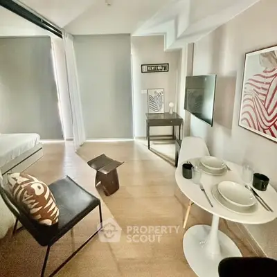 Modern studio apartment with stylish decor and open layout