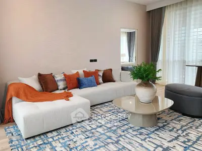 Stylish modern living room with cozy sectional sofa and chic decor