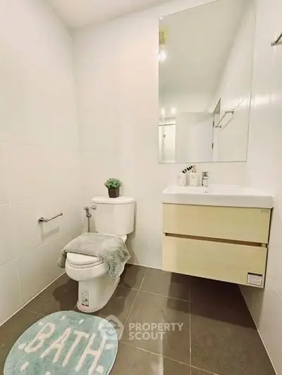 Modern bathroom with sleek fixtures and minimalist design