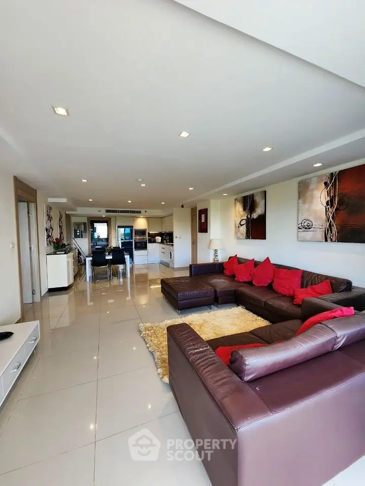 Spacious modern living room with open layout and stylish decor