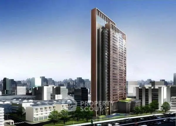 Stunning high-rise building with modern architecture in urban skyline.