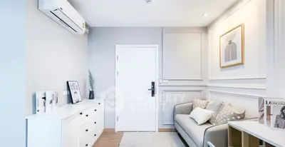 Chic modern living room with stylish decor and air conditioning