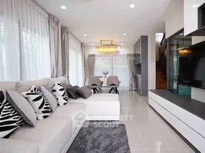 Luxurious modern living room with elegant decor and spacious layout