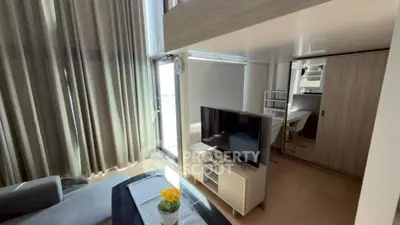 Modern living room with loft design and stylish furniture