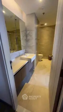 Modern bathroom with sleek fixtures and elegant design