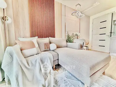 Stylish modern living room with cozy sectional sofa and elegant decor