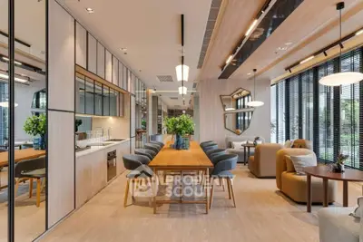 Luxurious modern living room with elegant dining area and stylish decor